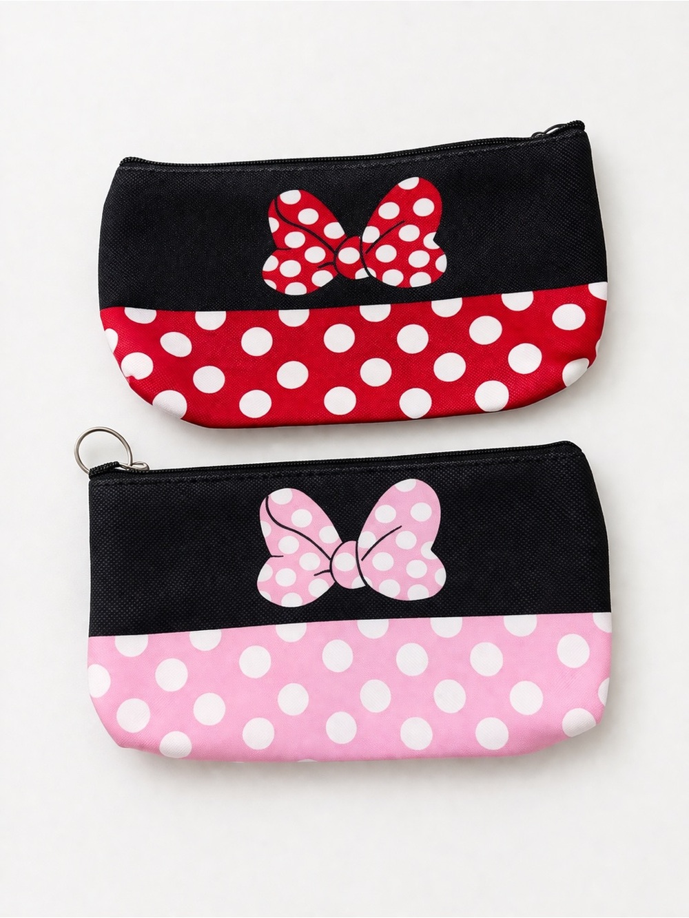 Minnie Inspired Polka Dot Cosmetic Bag Set Red Pink Makeup Pouch Bundle